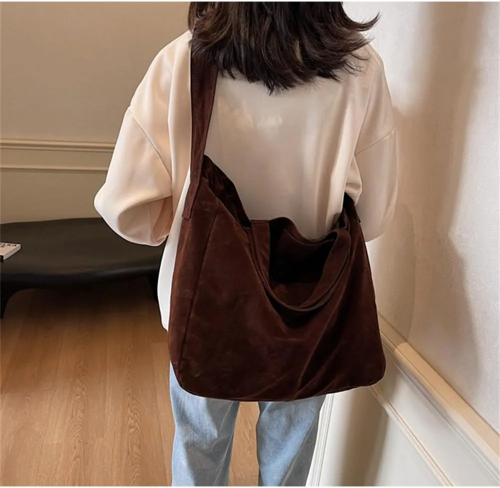 2025 New Oversized Suede Tote Bag Slouchy Large Suede Hobo Bag Super Big Capacity Suede Shoulder Crossbody Bag