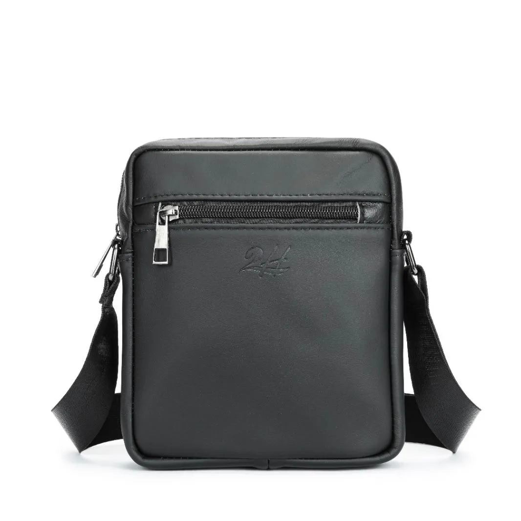 2H #7362 Genuine leather Black Shoulder messenger bag