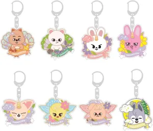 8PCS/Pack Acrylic Pendant Stray Kids SKZOO Keychains Set Straykids Merch for Felix Bangchan Hyunjin Han Fans