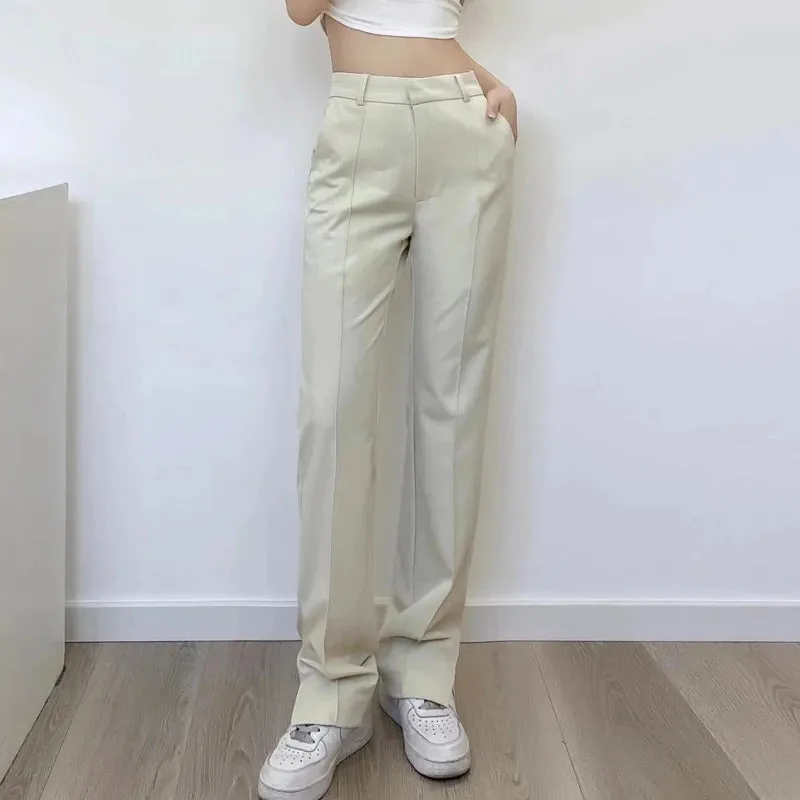 Advbridge -  Women Tailored Front Seam Suit Trousers With Stepped Hem Details Tailored Pants