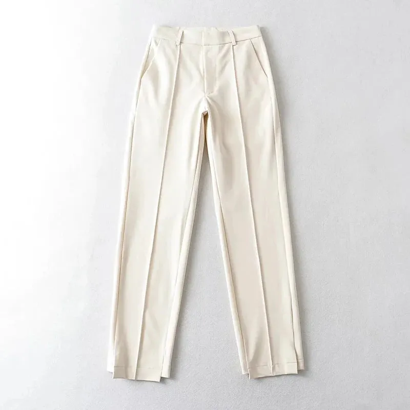 Advbridge -  Women Tailored Front Seam Suit Trousers With Stepped Hem Details Tailored Pants