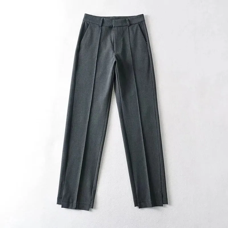 Advbridge -  Women Tailored Front Seam Suit Trousers With Stepped Hem Details Tailored Pants