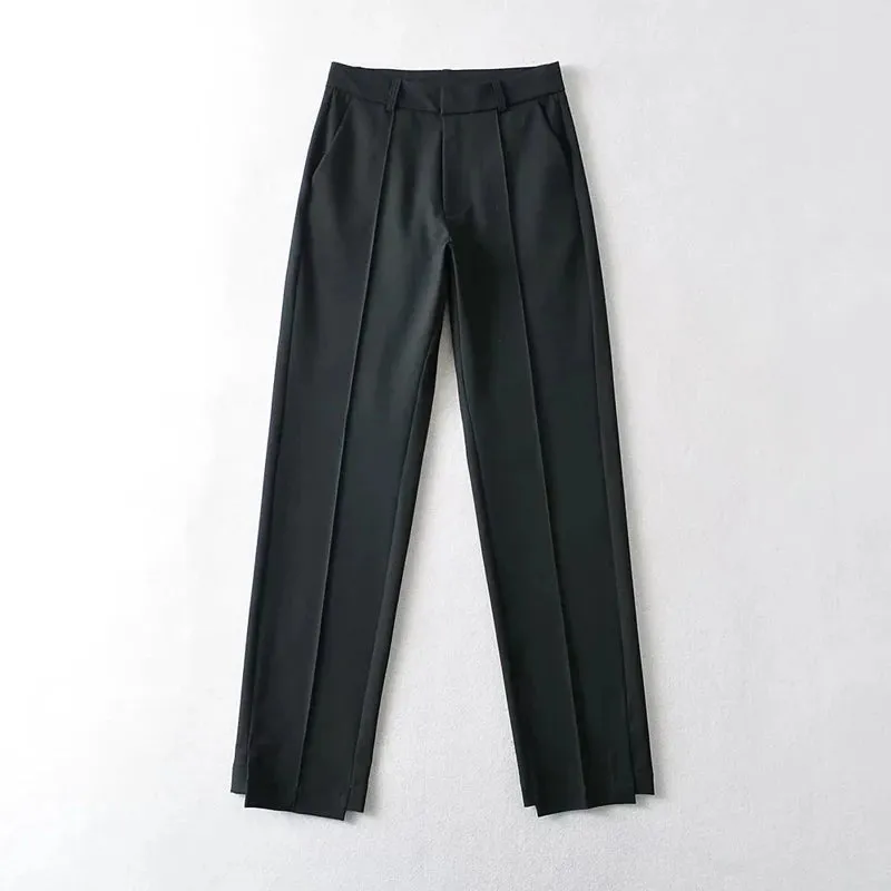 Advbridge -  Women Tailored Front Seam Suit Trousers With Stepped Hem Details Tailored Pants