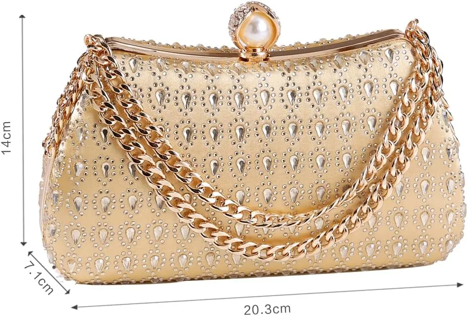 Afashor Women's Rhinestone Glitter Handbags with Chain Shoulder Clutch Purse Shiny Evening Bags for Party