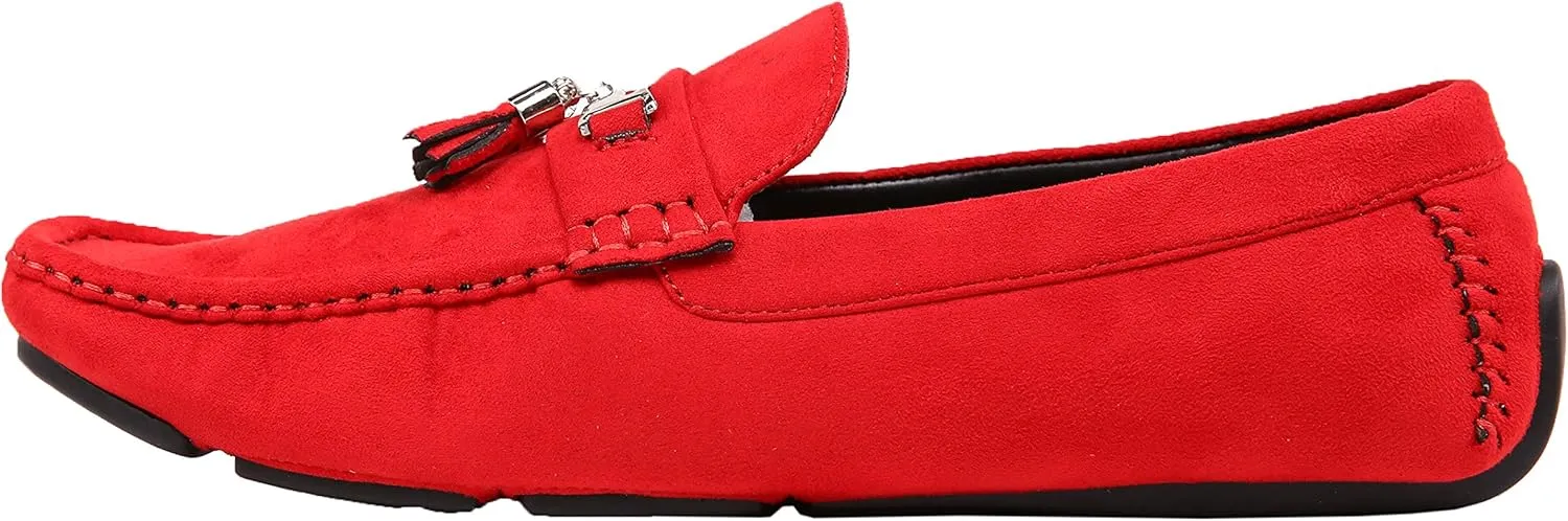 Amali Dyer Moccasins for Men ?C Mens Microfiber Tassel Driving Dress Shoes Moccasins Slippers Slip on Shoes Men Driving Casual Moccasin Loafer