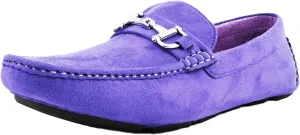 Amali Walken Men's Casual Slip-On Loafers, Driving Moccasin Shoes for Men with Silver Buckle, Available in Plush Microfiber and PU Leather