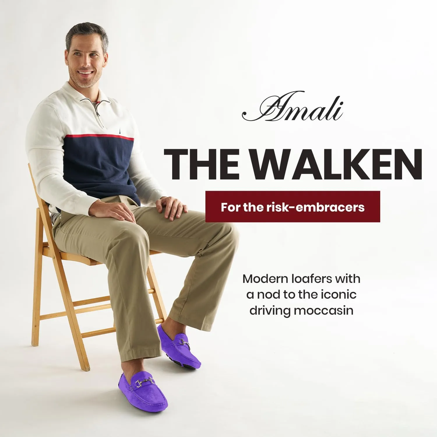 Amali Walken Men's Casual Slip-On Loafers, Driving Moccasin Shoes for Men with Silver Buckle, Available in Plush Microfiber and PU Leather