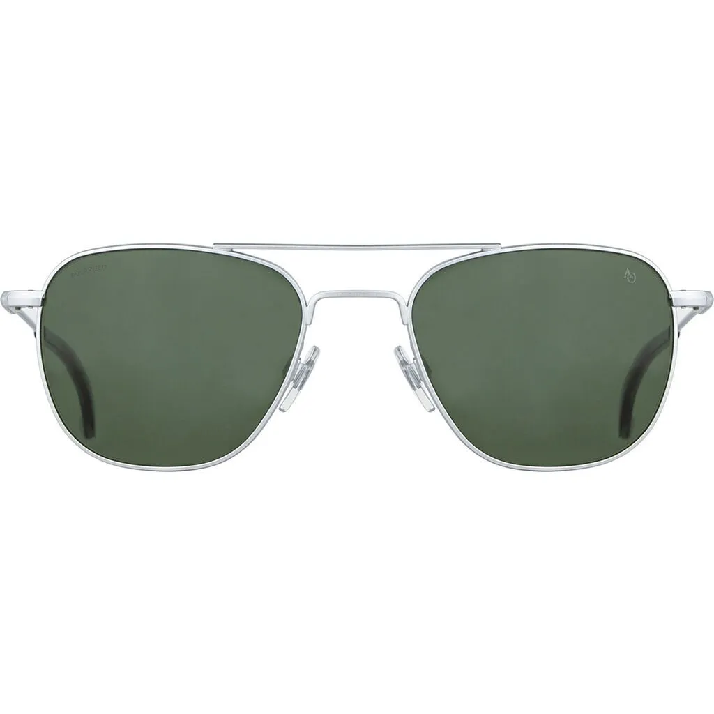American Optical Big General Sunglasses | Silver/Glass Green