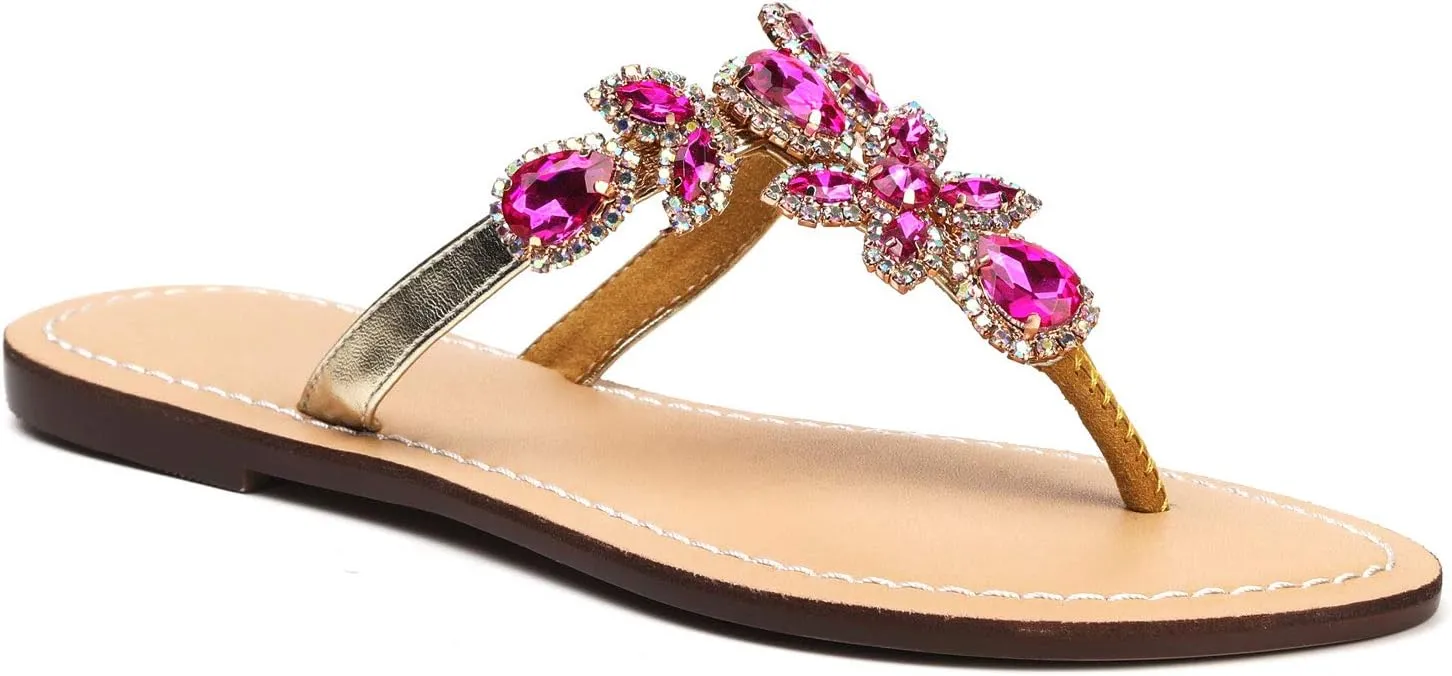 Available in 13 Colors,Rhinestone Sandals,Women's Flat Sandals,Flip Flop,Jeweled Sandals