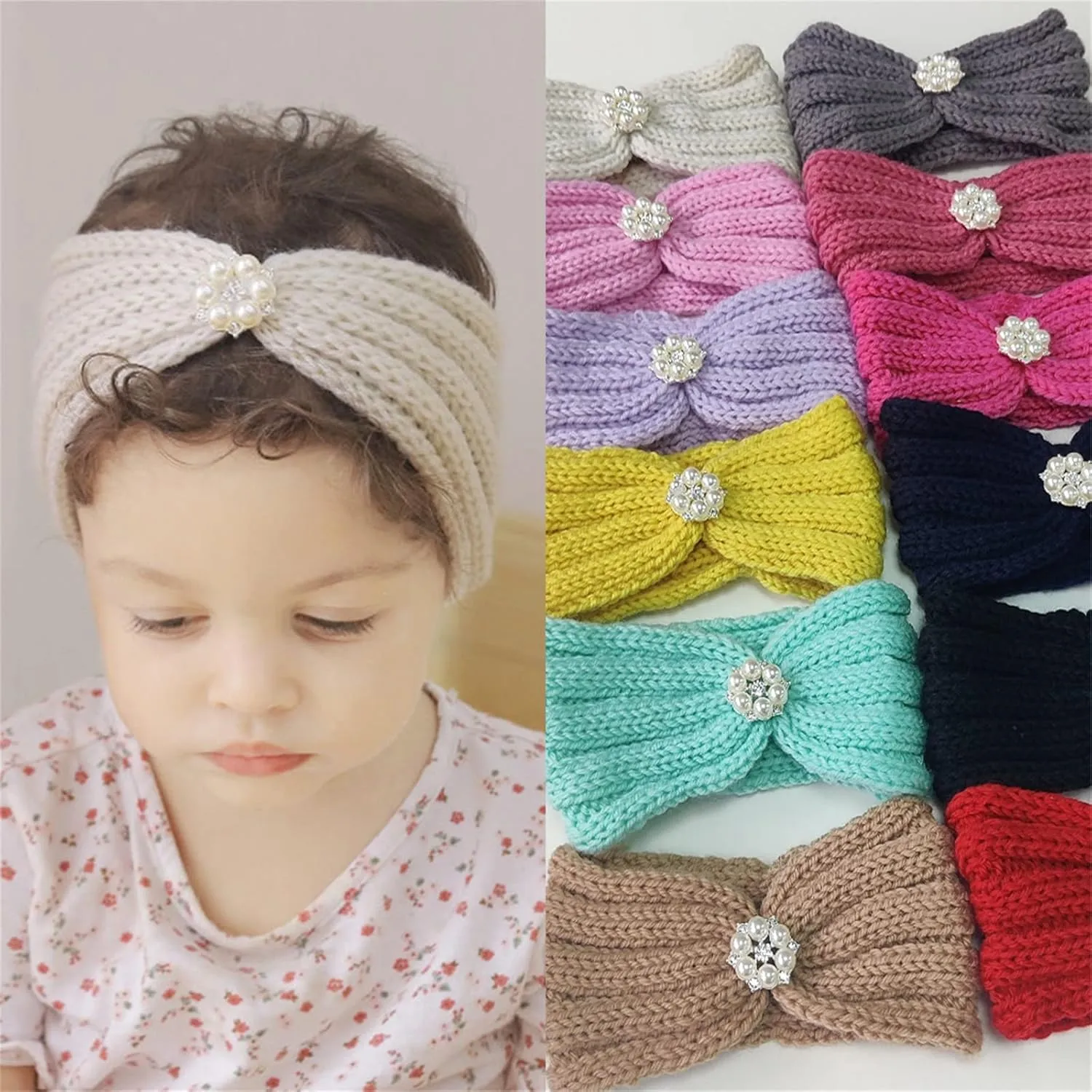 Baby Girl Bows and Headbands Girl Headband Baby Girls Headband Newborn Headbands with Bow Baby-Shower Gift (D, One Size)