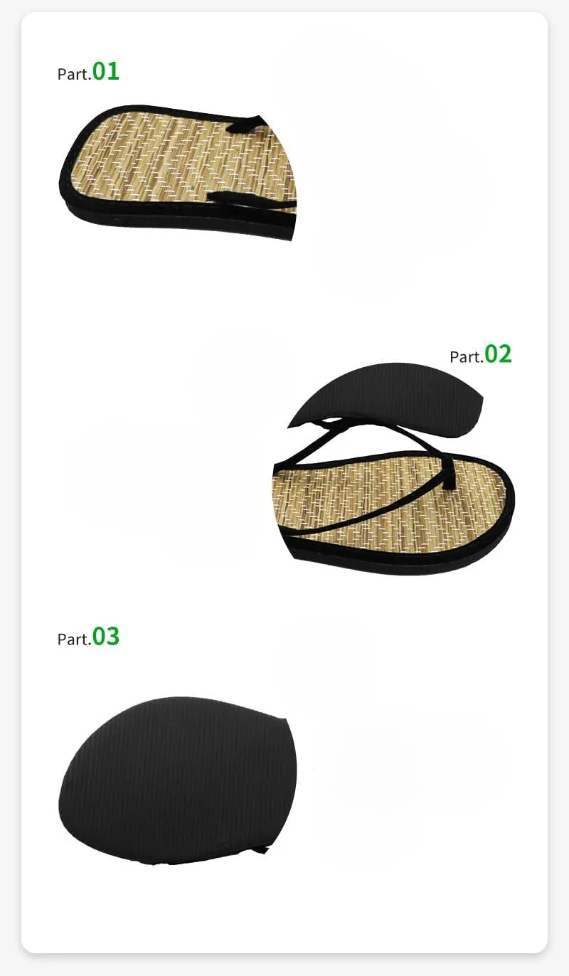 Bamboo Slippers Sandals for Women Tatami Flip Flops Straw Rattan Woven Grass Japanese Slides Non Slip Wooden Zori Beach Travel Hawaiian Summer Indoor House Boho Standing All Day Comfortable Walking