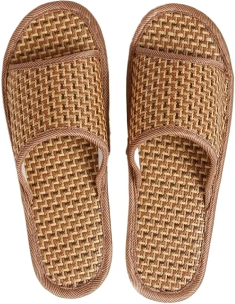Bamboo Slippers Sandals for Women Tatami Straw Rattan Woven Grass Slides Non Slip Wooden Zori Beach Travel Hawaiian Summer Indoor House Boho Standing All Day Comfortable Walking Causal Japanese