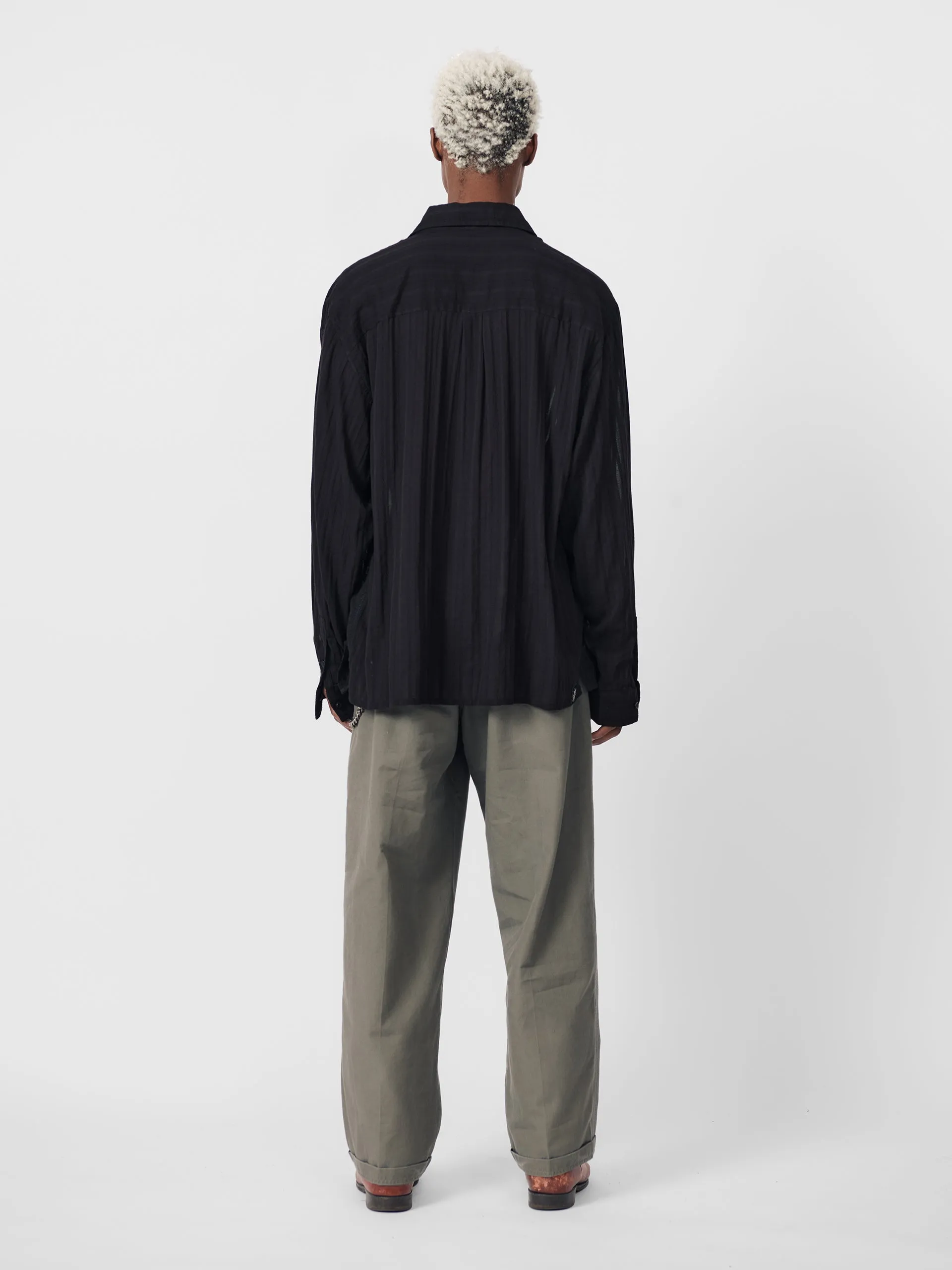 BEACH BRAINS Pleated Work Pant Pewter Green