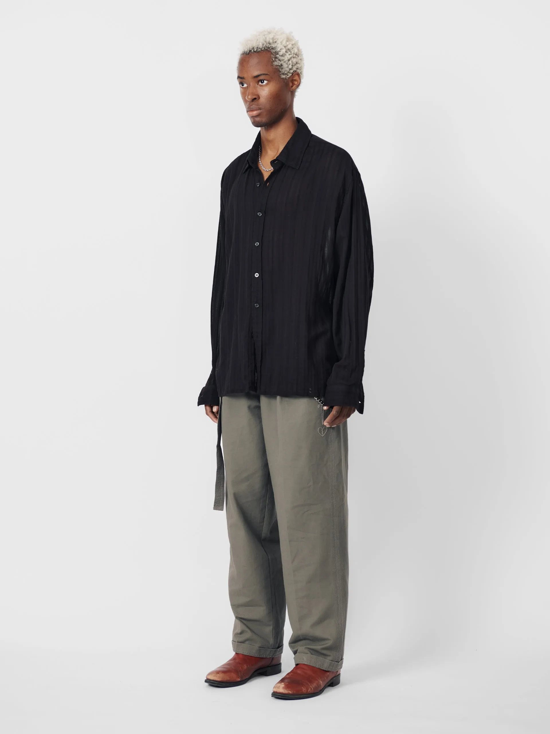 BEACH BRAINS Pleated Work Pant Pewter Green