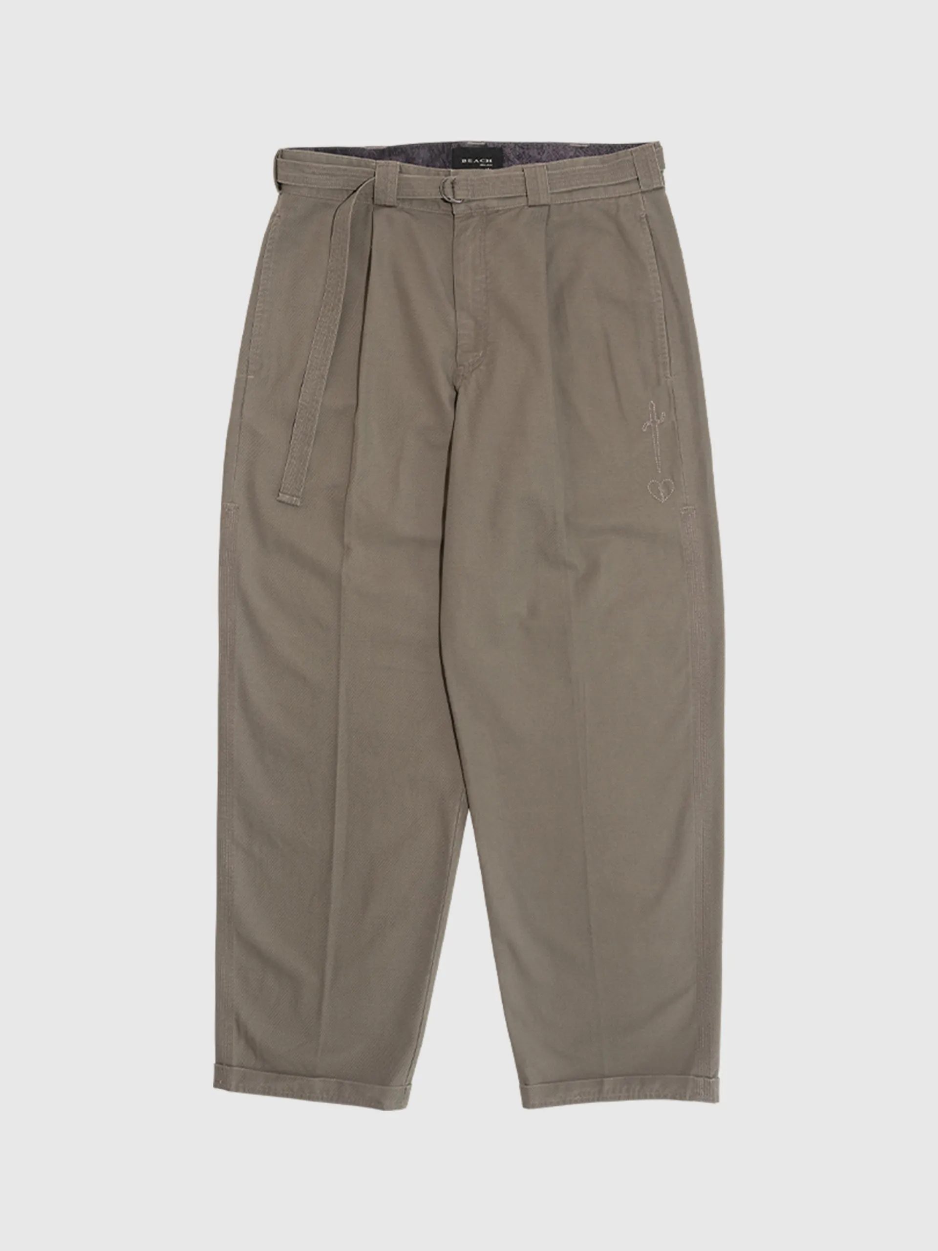 BEACH BRAINS Pleated Work Pant Pewter Green