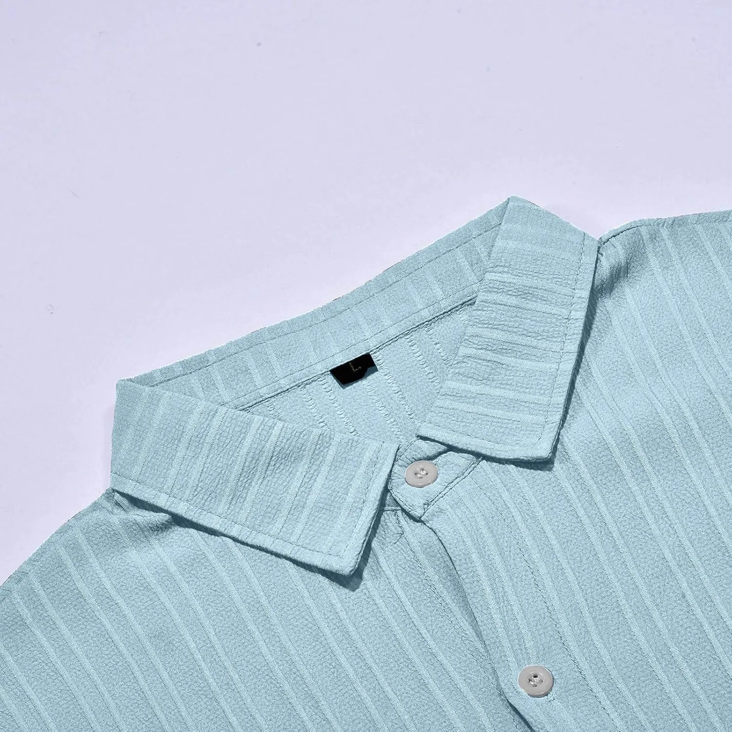 Big and Tall Linen Shirts for Men Short Sleeve Button Down Loose Casual Jacquard Striped T-Shirt Lightweight Summer Basic Tee