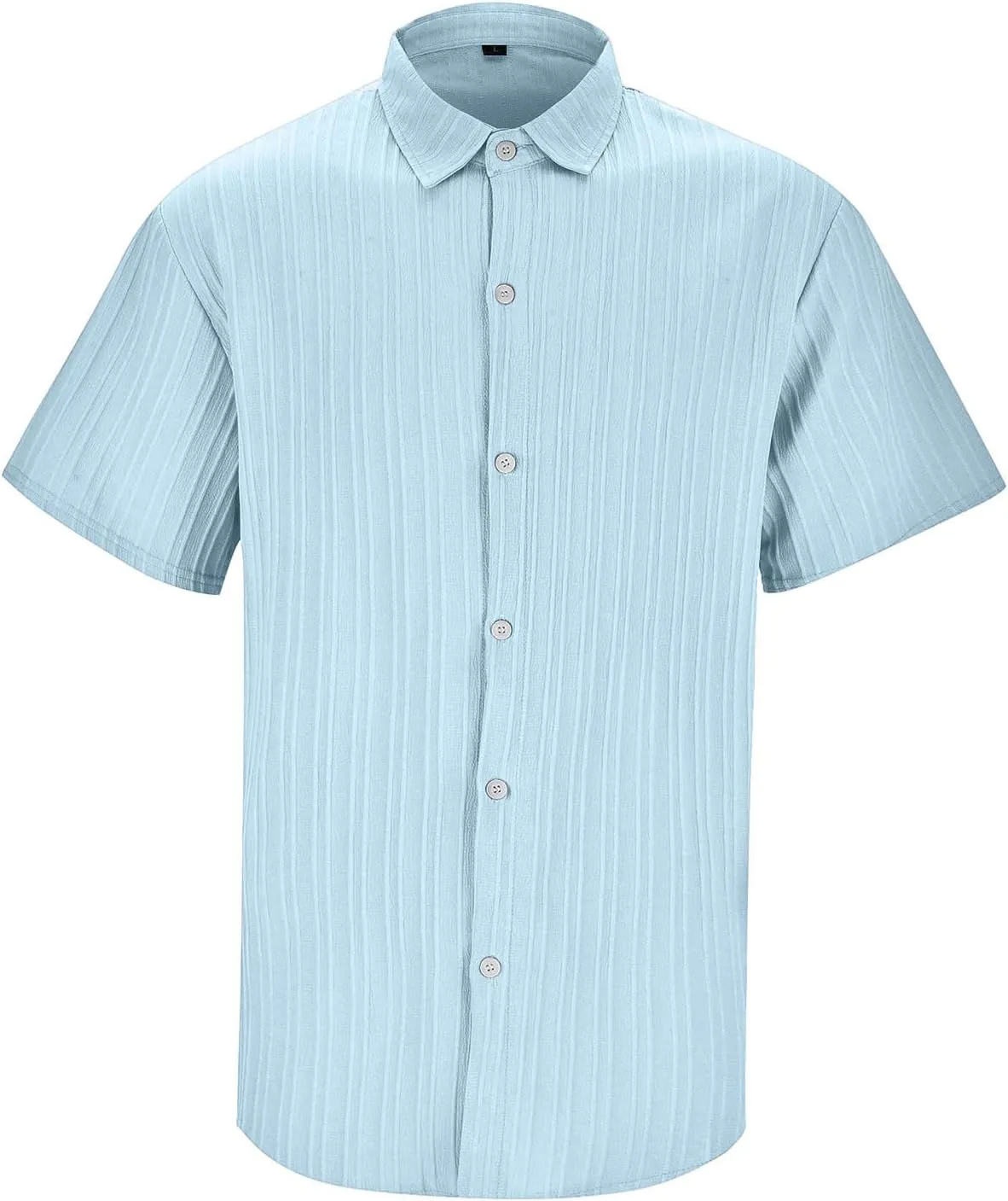 Big and Tall Linen Shirts for Men Short Sleeve Button Down Loose Casual Jacquard Striped T-Shirt Lightweight Summer Basic Tee