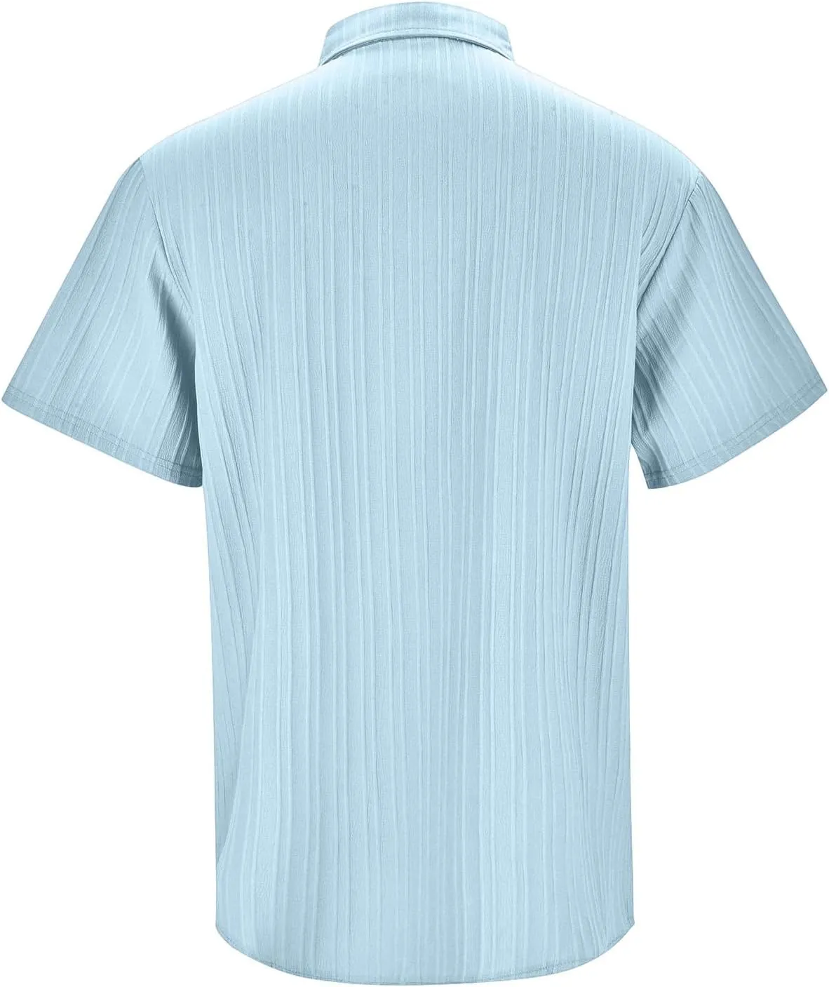 Big and Tall Linen Shirts for Men Short Sleeve Button Down Loose Casual Jacquard Striped T-Shirt Lightweight Summer Basic Tee