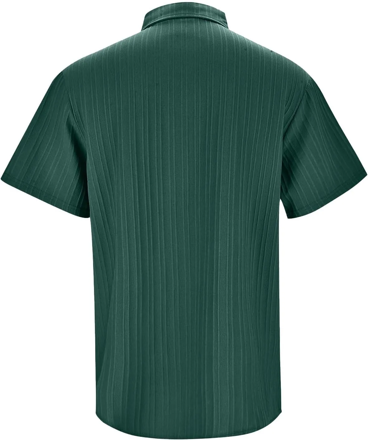Big and Tall Linen Shirts for Men Short Sleeve Button Down Loose Casual Jacquard Striped T-Shirt Lightweight Summer Basic Tee