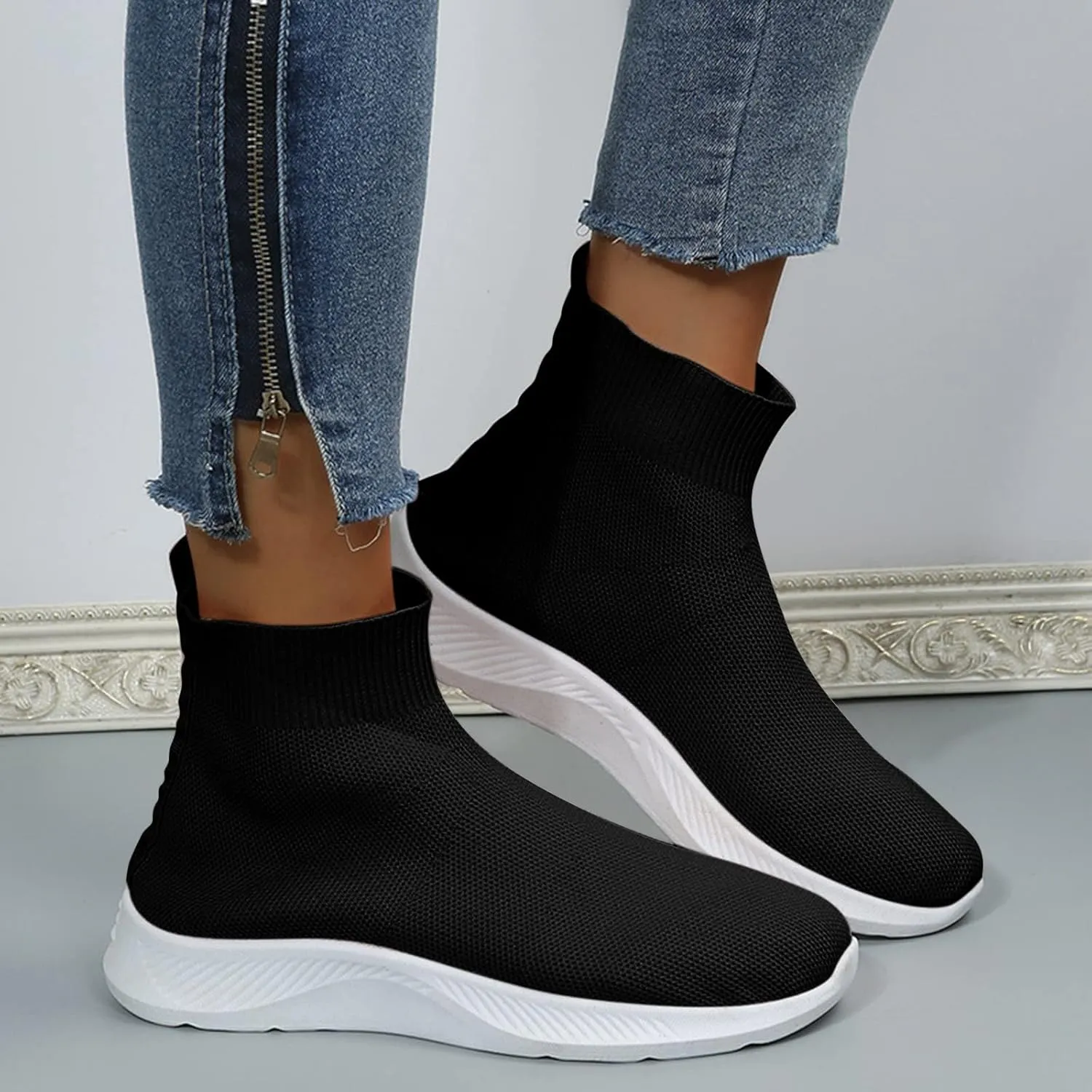 Black Platform Sneakers for Women Dressy Non Slip Work Shoes Women Wide Feet Women Slip On Shoes Mules Lightweight Sneakers for Women Size 8 Wide Women's Hiking Shoes Arch Support