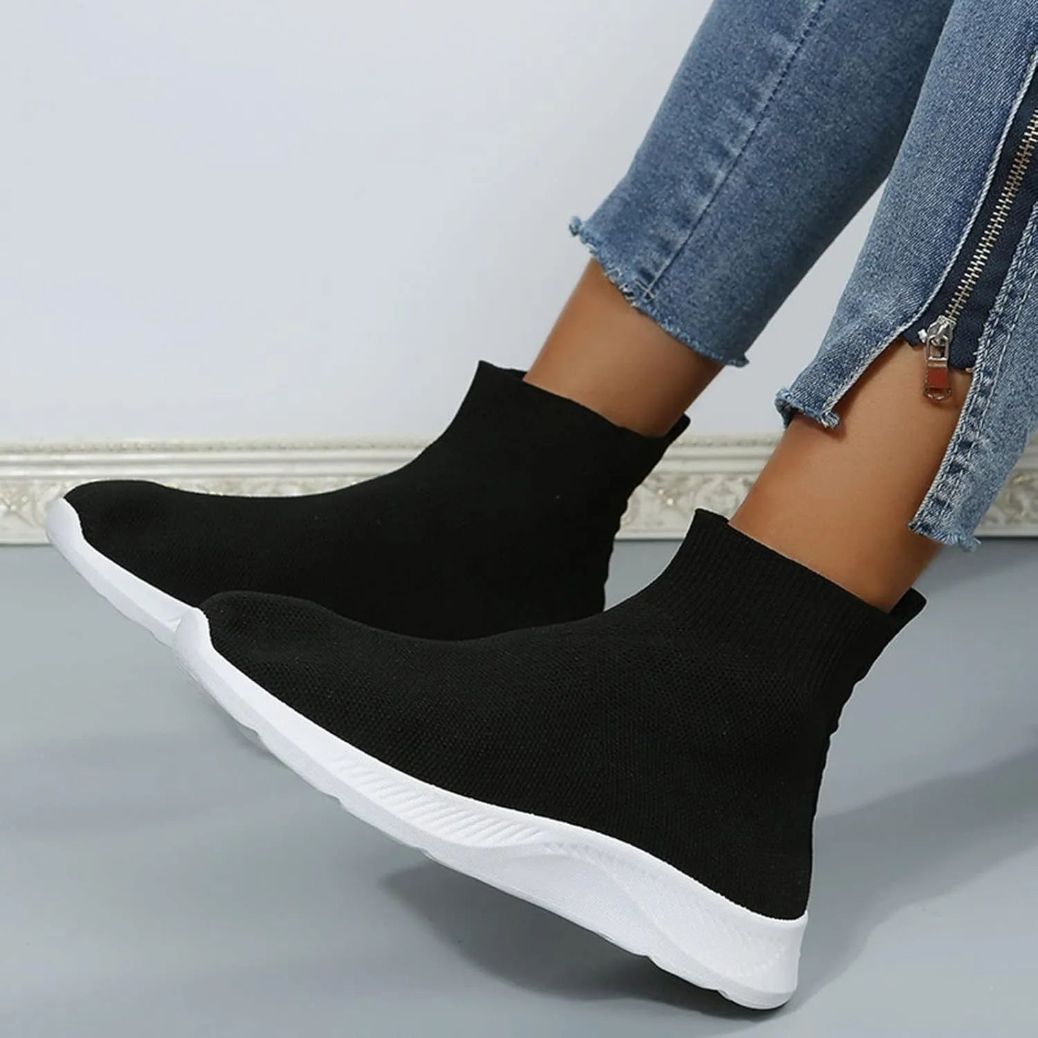 Black Platform Sneakers for Women Dressy Non Slip Work Shoes Women Wide Feet Women Slip On Shoes Mules Lightweight Sneakers for Women Size 8 Wide Women's Hiking Shoes Arch Support