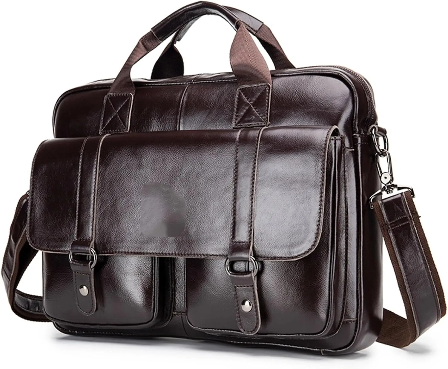 Briefcase Men's Briefcase With Double Front Pockets, Large Capacity Computer Bag, Diagonal Cross Handbag