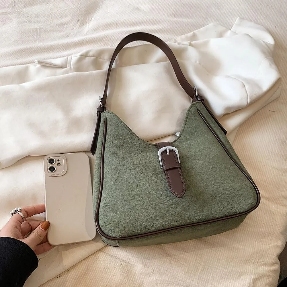 Brown Suede Tote Bag for Women Trendy Suede Handbag Crescent Tote Bag Work Hobo Handbags
