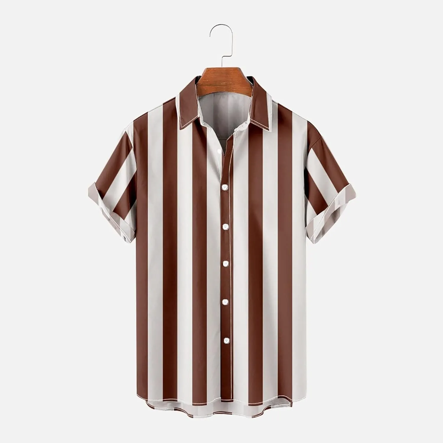 Button Down Shirt Men 2023 Fashion Hawaiian Beach Striped Summer T Shirts Casual Loose Short Sleeve Holiday Tops