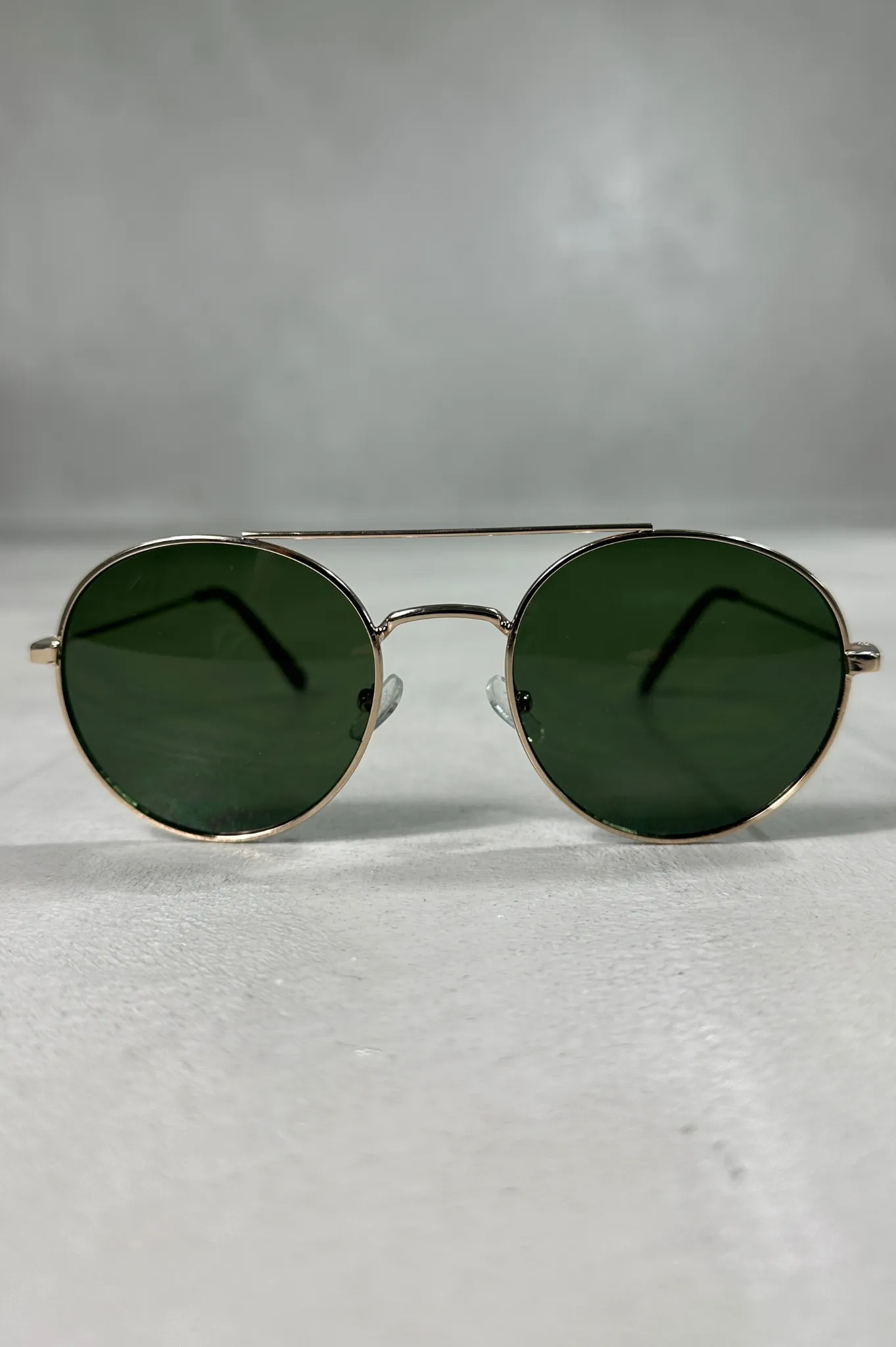 CAPO Round Double Bridge Sunglasses - Green/Gold