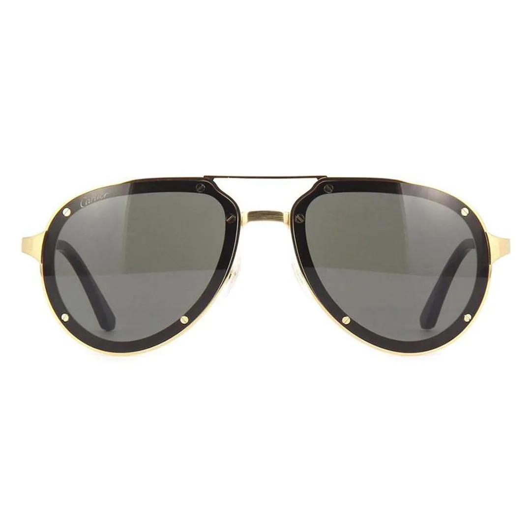 Cartier Men's Black Metal Aviator Sunglasses CT0195S/002