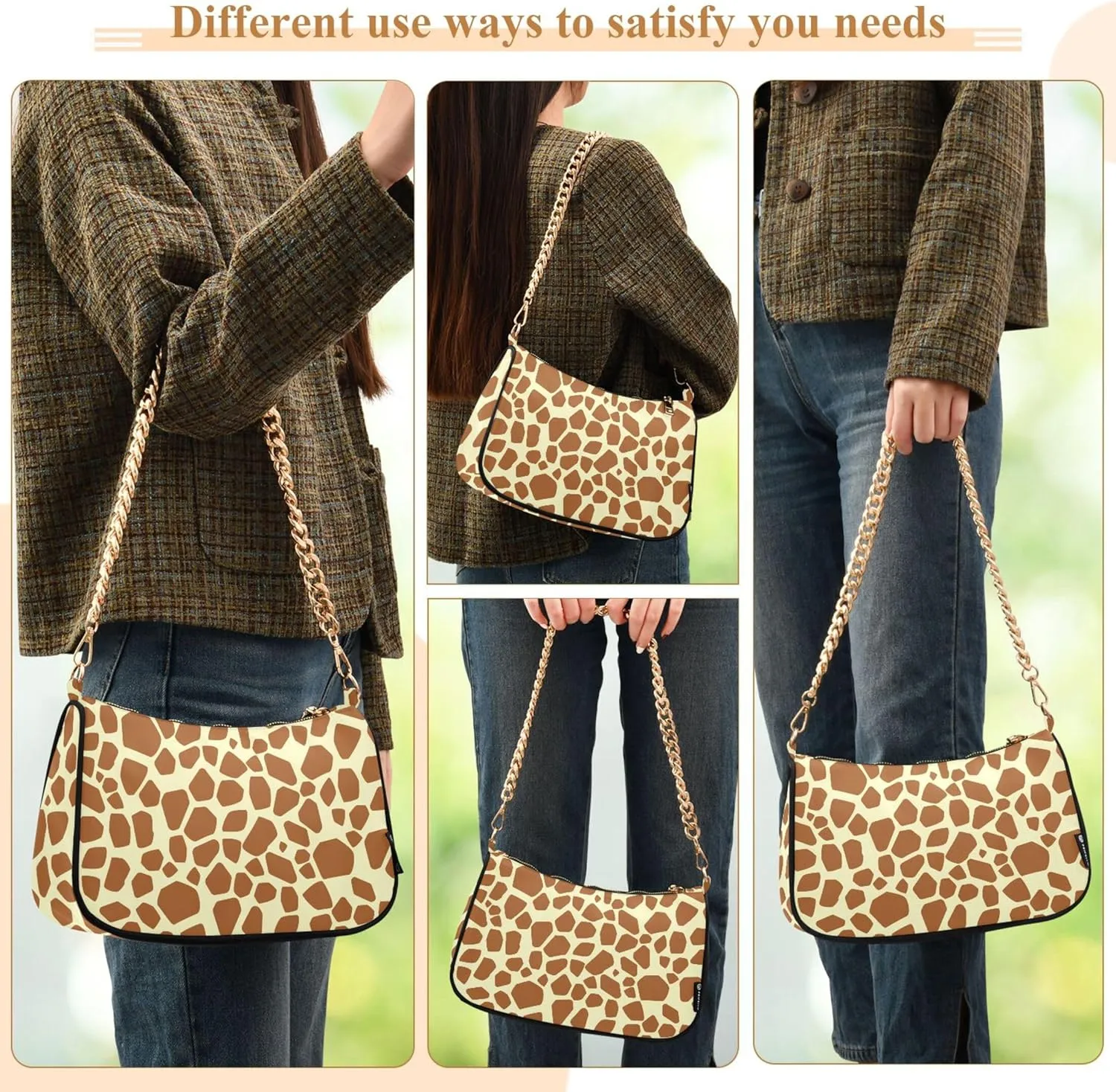 Christmas Tartan Red Green Plaid Designer Handbag Womens Shoulder Handbag Casual Hobo Purse Zipper Closure