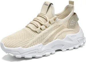 Chunky Sneakers for Women Fashion Platform White Leather Casual Comfortable Wedge Walking Sport Running Slip on Breathable Lightweight Athletic Sports Gym Work Mesh Lace Up Dad Shoes
