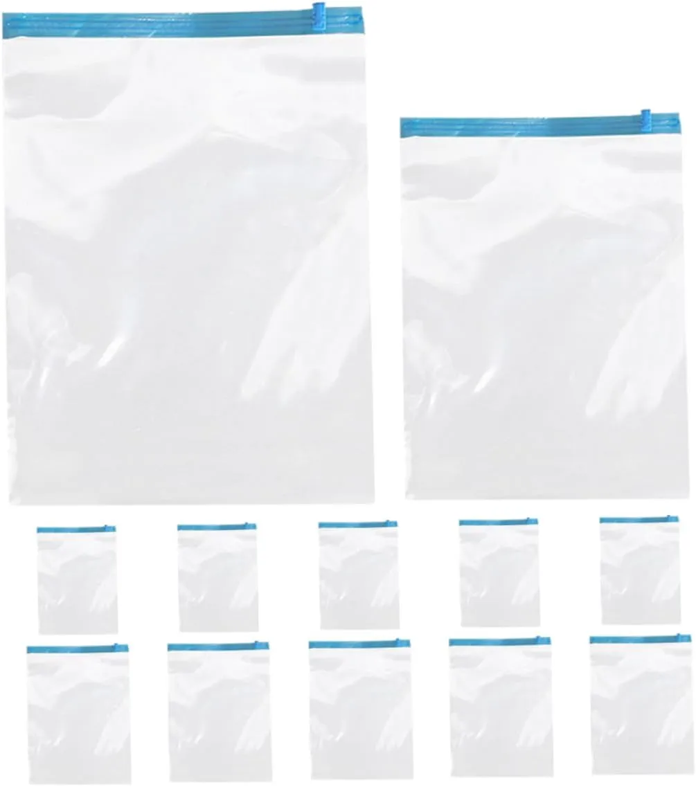 Ciieeo Efficient Luggage Compression 12pcs Travel Cloth Organizer Reusable Roll up Space Saver Bags Airtight Vacuum Storage