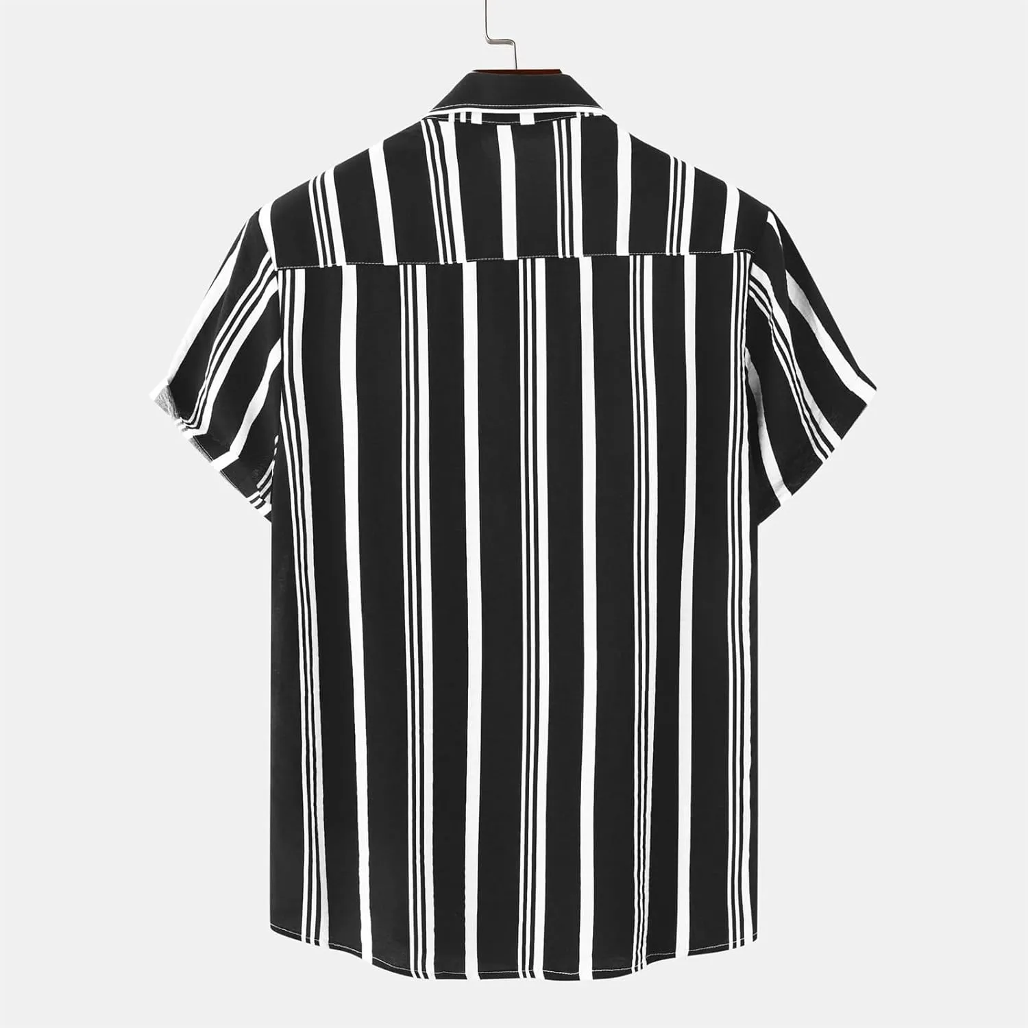 Classic Striped Shirt Men Short Sleeve Summer Shirts Casual Button Up Lightweight Tops for Beach Cotton Linen Shirts