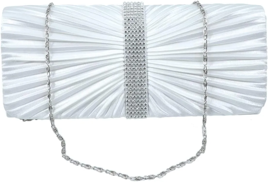 Clutch Purse Designer Shoulder Bag Rhinestone Pleated Evening Bag for Formal Handbags for Women