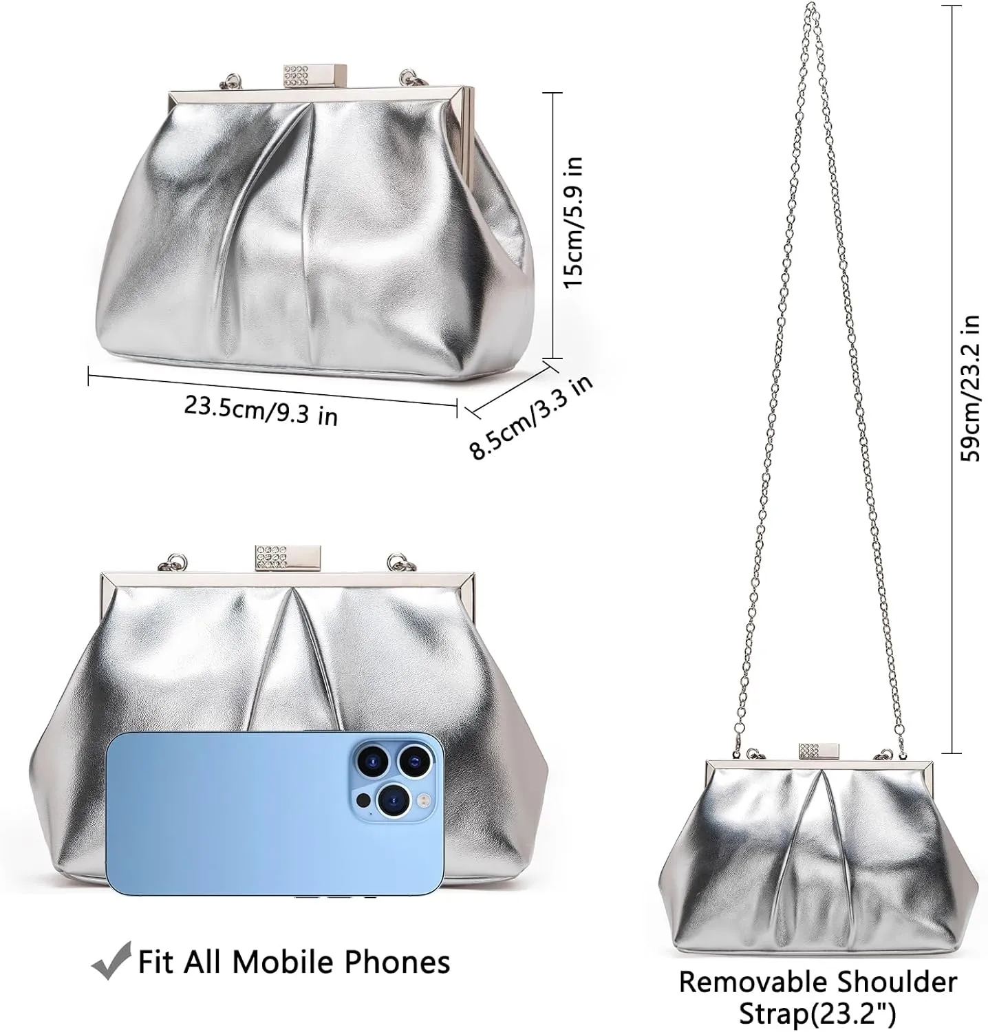 Clutch Purses for Women, PU Leather Evening Bag, Evening Handbags for Party, Prom, Wedding