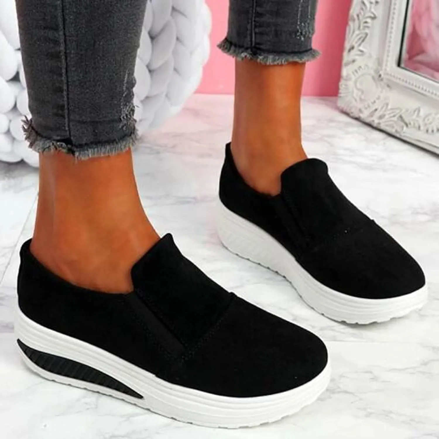 Comfortable White Sneakers for Women Arch Support Trendy Slip On Shoes for Women 2023 Womens Running Sneakers 7.5 Casual Sneakers Women Platform Tenis OrtopDicos para Mujeres