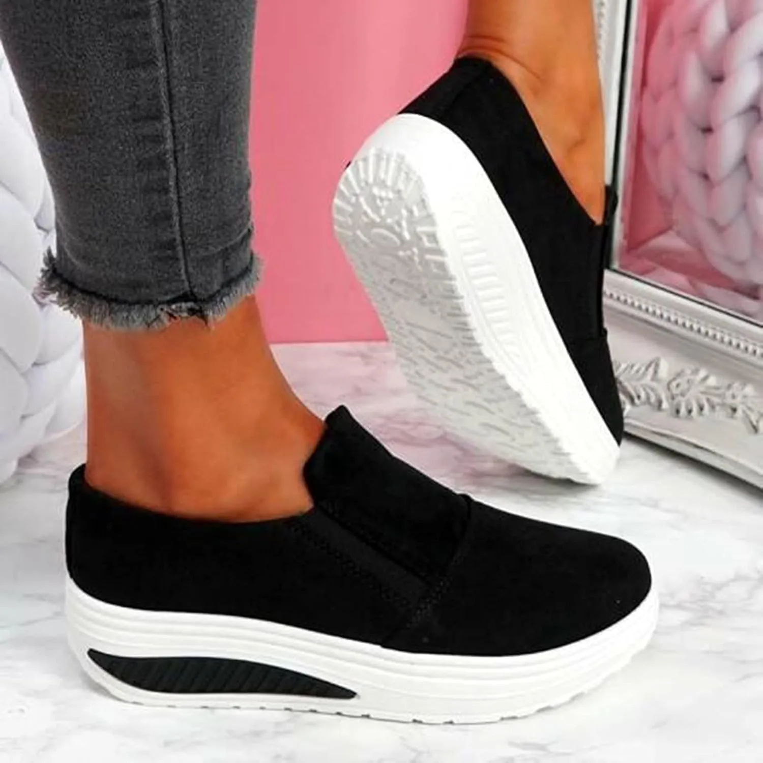 Comfortable White Sneakers for Women Arch Support Trendy Slip On Shoes for Women 2023 Womens Running Sneakers 7.5 Casual Sneakers Women Platform Tenis OrtopDicos para Mujeres