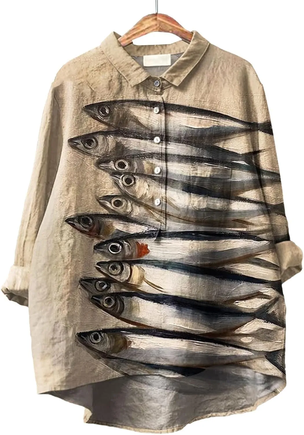 Cotton Linen Button Down Shirt for Women Women O-Neck Floral Lady Short Women's Blouse Blouses Button-Down Shirts