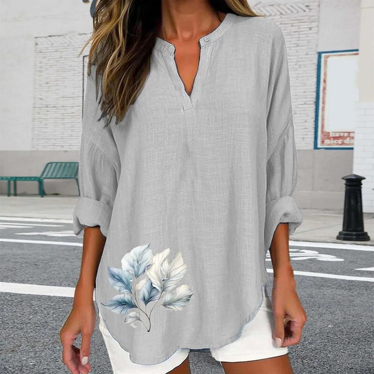 Cotton Linen Tops for Women 2025 Long Sleeve Cotton Oversized T Shirt White Linen Shirt Women Travel Clothes Women