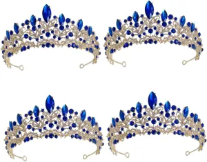 Crown Hair Accessory Hair Accessories for Bride Crystal Hair Accessories Bride Accessories Luxurious Headgear Red, Rhinestone Wedding Hair Accessories(Green,18X18CM) (Bluex4pcs 18X