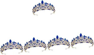 Crown Hair Accessory Hair Accessories for Bride Crystal Hair Accessories Bride Accessories Luxurious Headgear Red, Rhinestone Wedding Hair Accessories(Green,18X18CM) (Bluex5pcs 18X