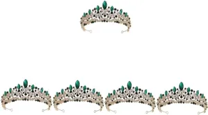 Crown Hair Accessory Hair Accessories for Bride Crystal Hair Accessories Bride Accessories Luxurious Headgear Red, Rhinestone Wedding Hair Accessories(Green,18X18CM) (Greenx5pcs 18