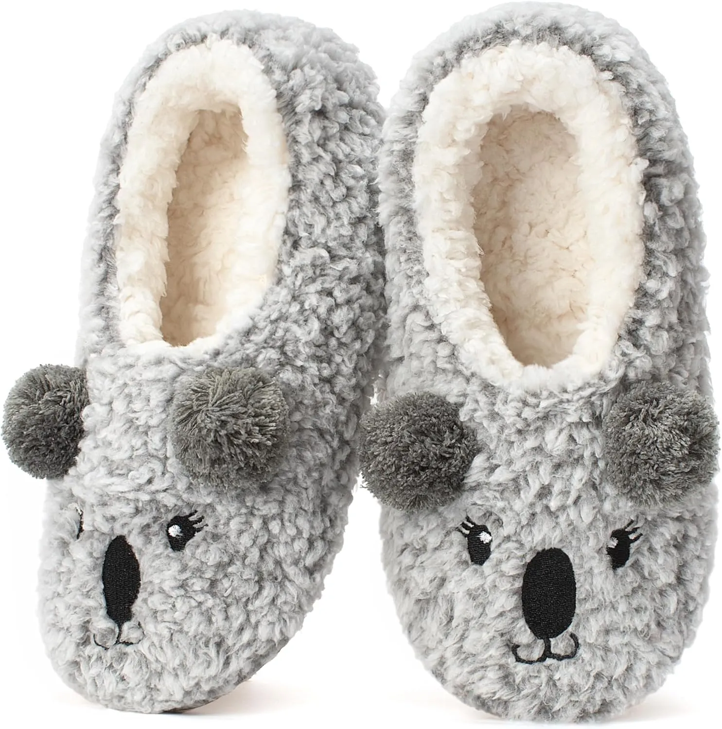 Cute Slippers for Women & Kids, Fuzzy Animal Slipper Socks with Non-slip Soles, Unique Funny Gifts