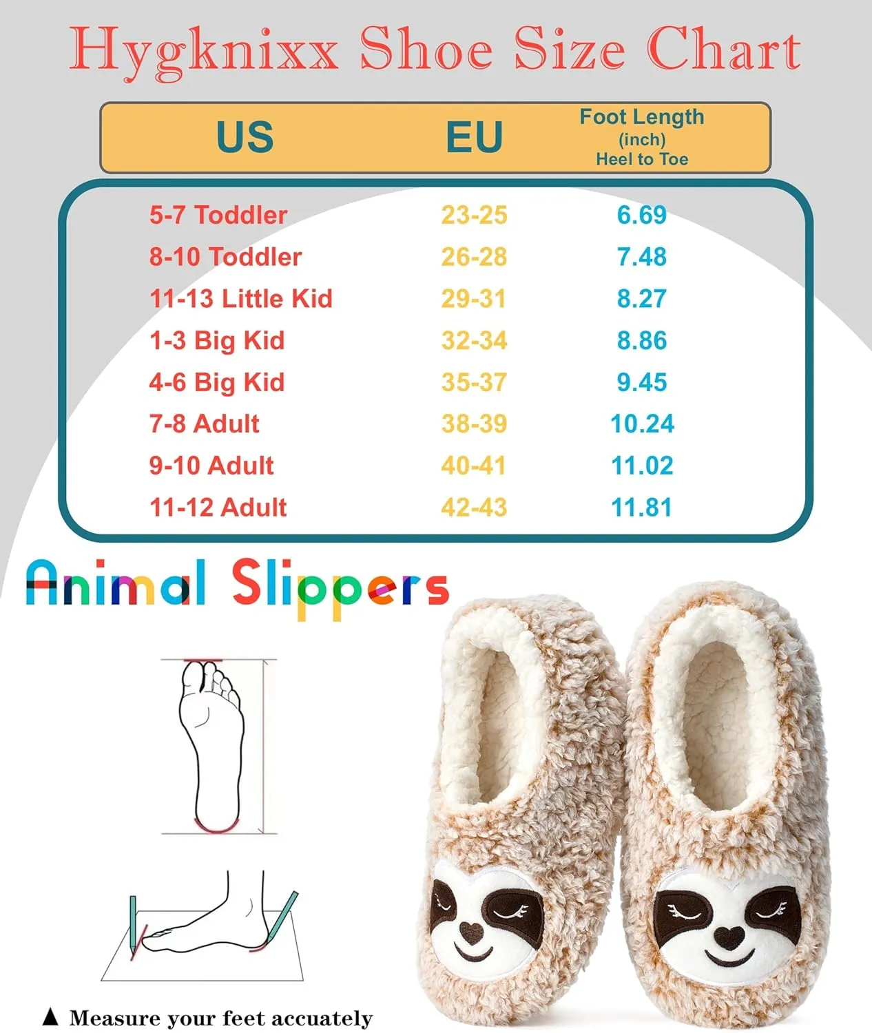 Cute Slippers for Women & Kids, Fuzzy Animal Slipper Socks with Non-slip Soles, Unique Funny Gifts