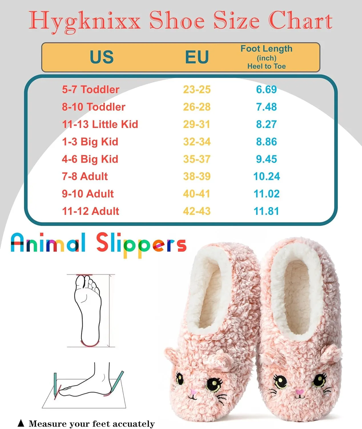 Cute Slippers for Women & Kids, Fuzzy Animal Slipper Socks with Non-slip Soles, Unique Funny Gifts