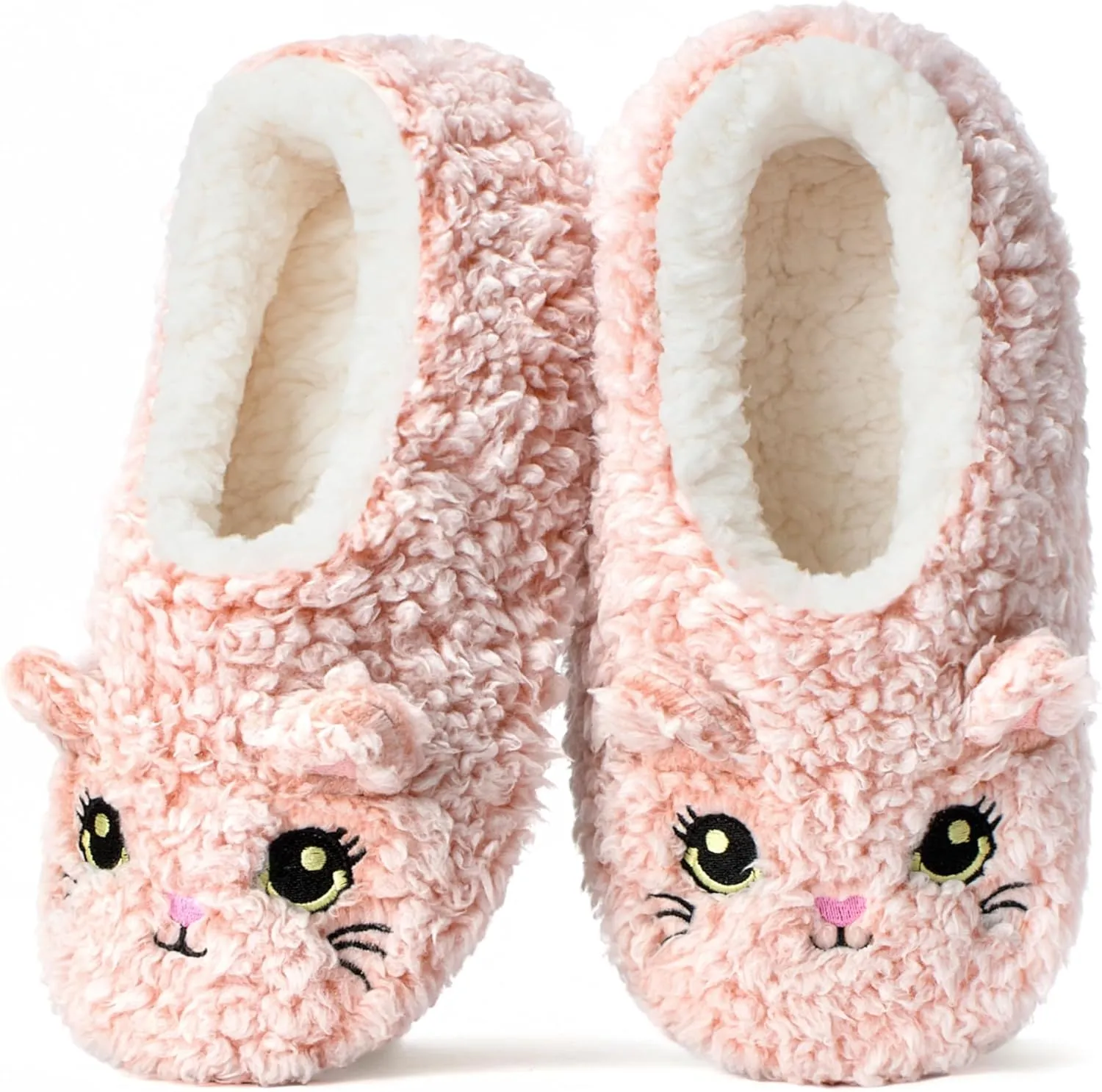 Cute Slippers for Women & Kids, Fuzzy Animal Slipper Socks with Non-slip Soles, Unique Funny Gifts