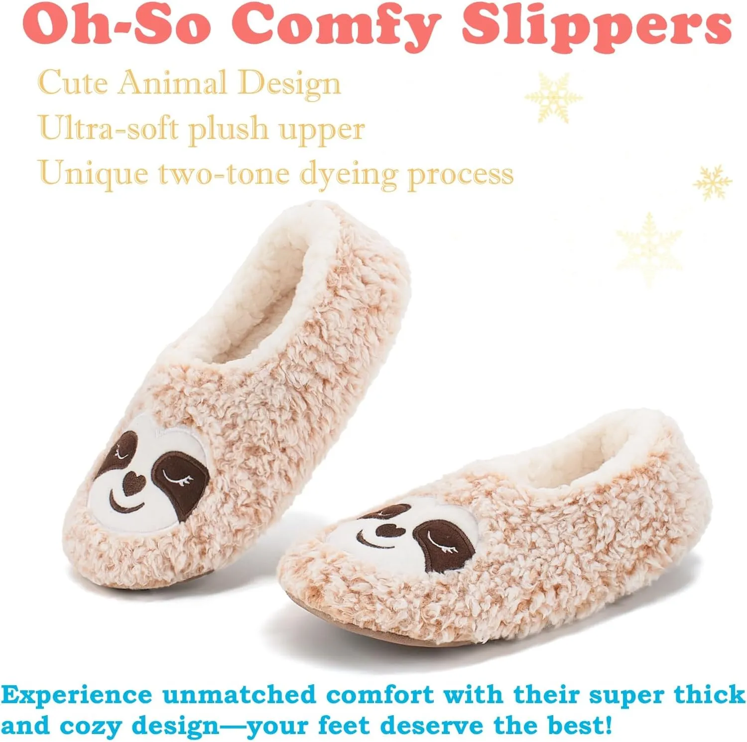 Cute Slippers for Women & Kids, Fuzzy Animal Slipper Socks with Non-slip Soles, Unique Funny Gifts