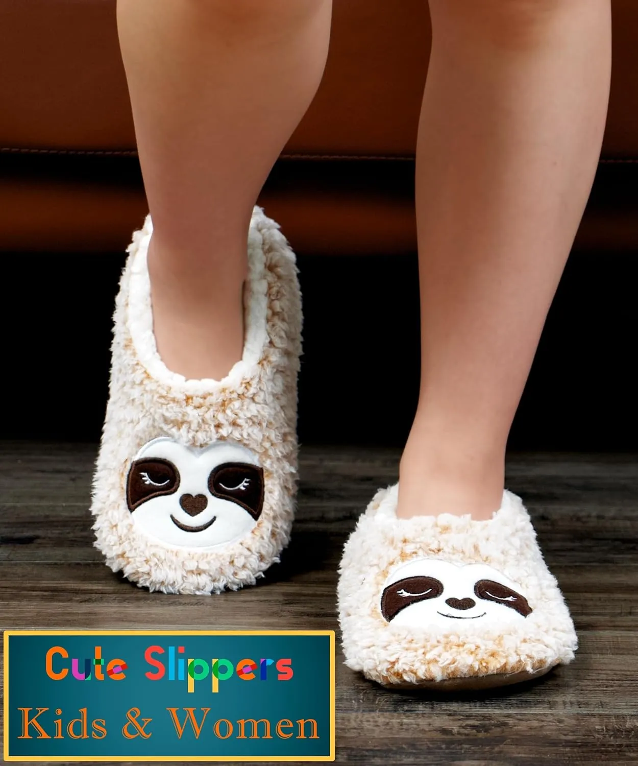 Cute Slippers for Women & Kids, Fuzzy Animal Slipper Socks with Non-slip Soles, Unique Funny Gifts