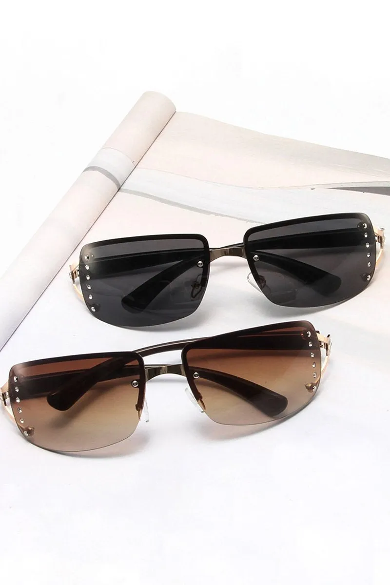 DANDY FRAMELESS BEADS STUD FASHION SUNGLASSES